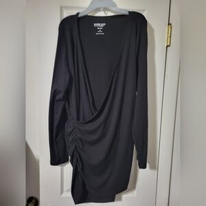 Torrid Super Soft Ribbed Knit Long Tunic Size 2X Black Low Cut Side Rooshing